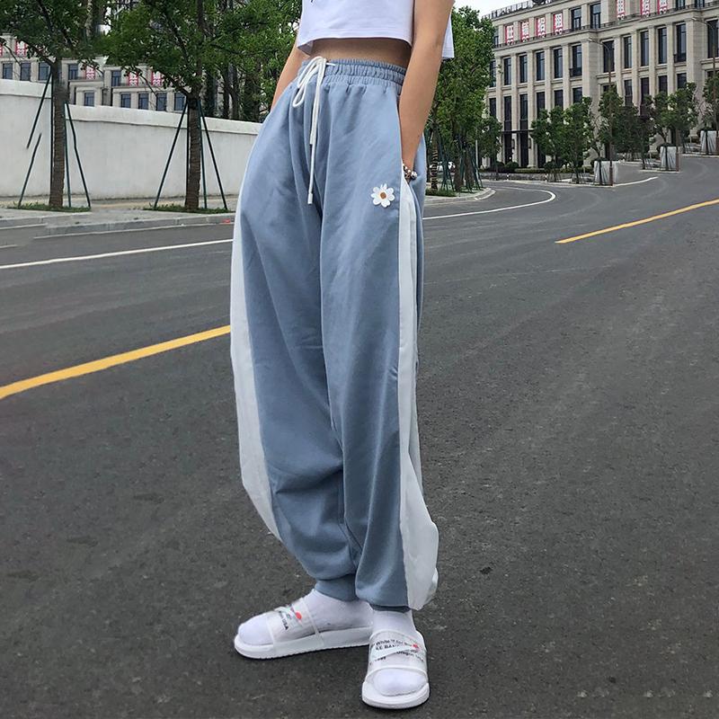 Small Daisy Loose High-waisted Trousers Female Korean Student Wide-leg Leggings Pants Slimming Sports Casual Pants