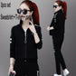 Spring and Autumn Women 3pcs set Wild Long Sleeve Casual Sweatshirt Set Large Size