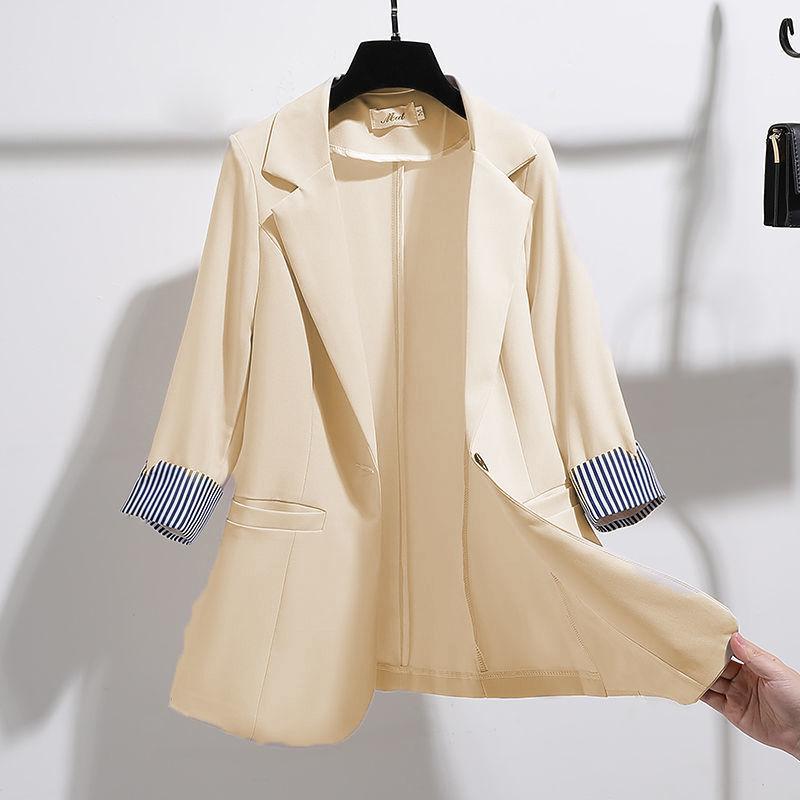Women's Suit Jacket Slim Fit Drape Thin Sleeves Suit Jacket Elegant Design Ladies Work Wear Temperament Thin Casual Jacket