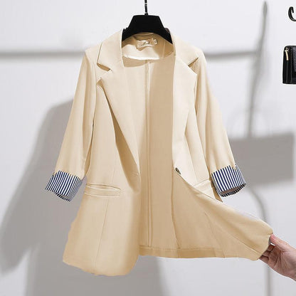 Women's Suit Jacket Slim Fit Drape Thin Sleeves Suit Jacket Elegant Design Ladies Work Wear Temperament Thin Casual Jacket
