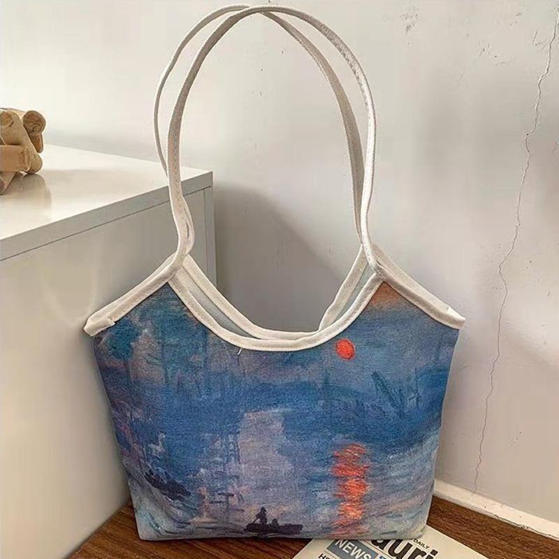 Painting Canvas Bags Casual Large Daily Women Shoulder Tote Handbag Simple Hobo Bags Funny Comics