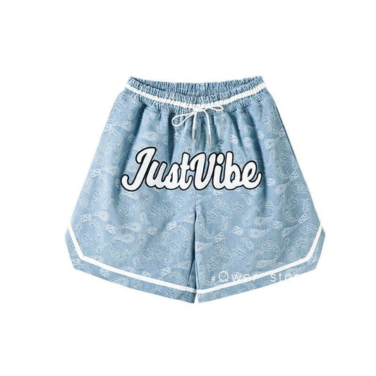 Couple Five-point Pants Summer Cashew Flower Print Couple Casual Loose Shorts Men and Women The Same Style