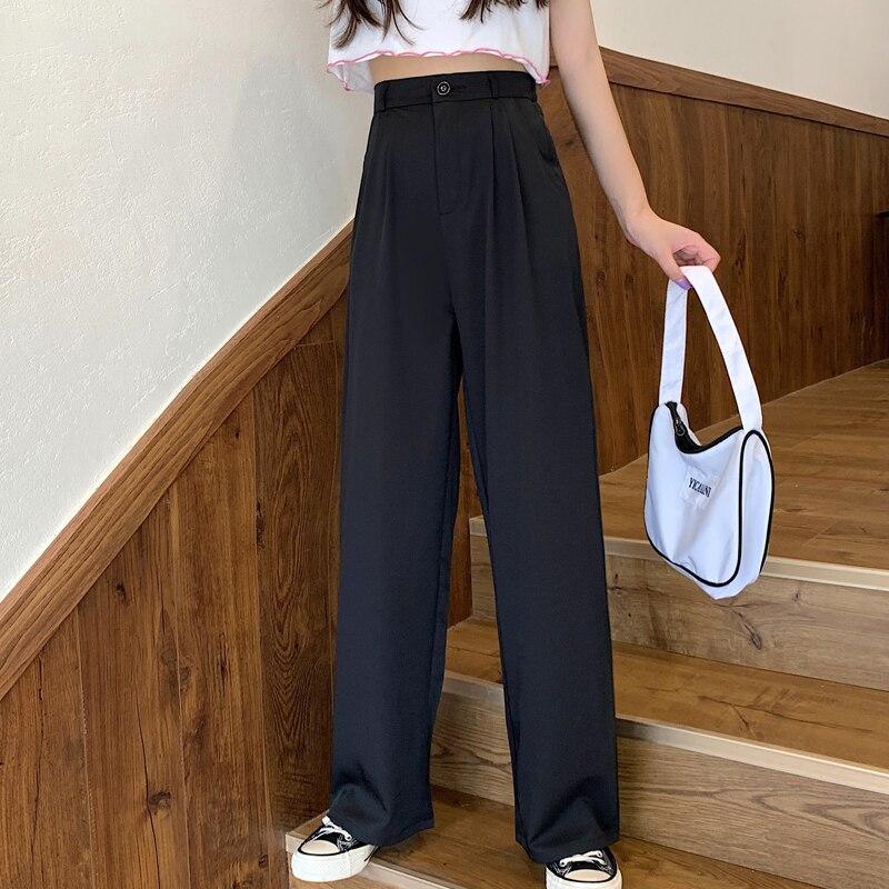 Women Elegant High Waist Wide Leg Pants 2022 Spring Aummer Casual Straight Suits Pant Female Loose Long Trousers Plus Size 4XL