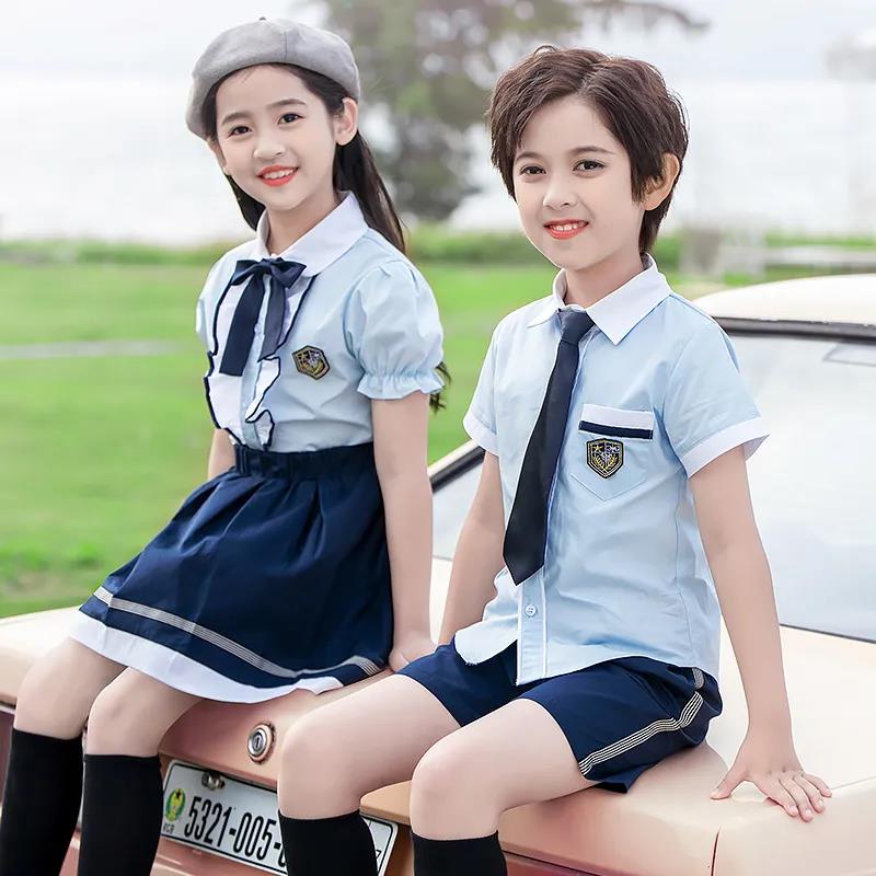 Kindergarten Uniforms Summer 2021 Summer Primary School Students Short-sleeved School Uniform Suit British College Style Class Clothes