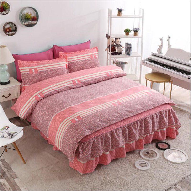 Bedding Set Queen Size Cotton Wedding Bed Dust Ruffle Bed Skirt Flower Plants King Doub