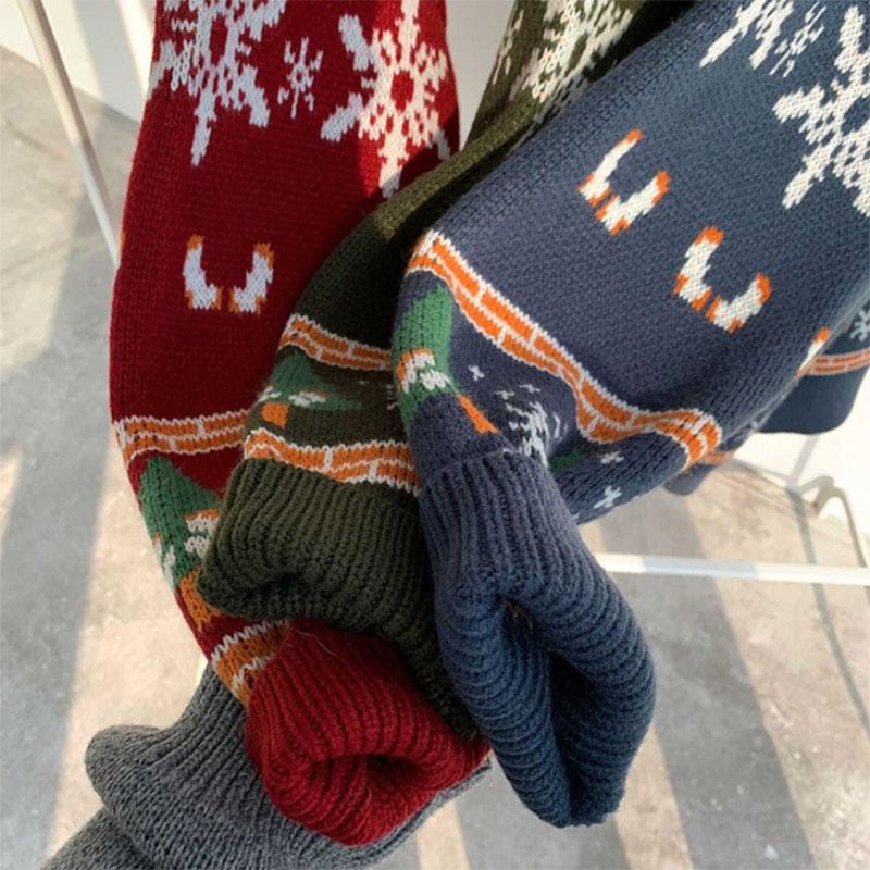 Christmas Sweater Autumn and Winter All-match In The Same Color Retro Outer Wear Sweater Couple Wear Men's Sweater