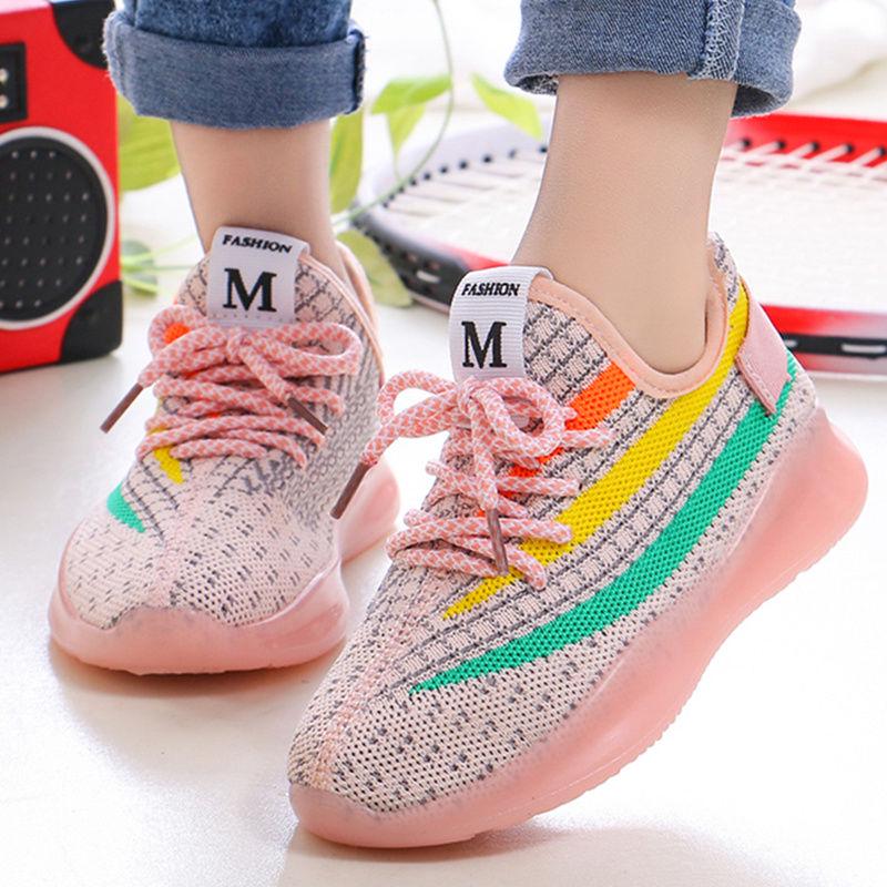 2020 Spring Boys Running Shoes Girls Casual Breathable Flying Woven Coconut Shoe Net Children's Sneakers