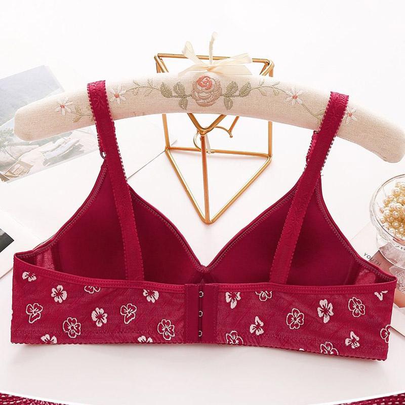Large Size Thin Skin-friendly Cotton Jacquard Anti-receiving Side Milk No Steel Ring Gathering Comfortable Women's Underwear Bra