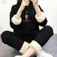 2pcs/set Women Fleece Liner Sweatshirt Tracksuit  Winter Casual Loose Jumper Plus Size  Outfits  Outwear