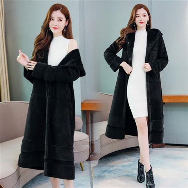Women Winter Warm Faux Fur Coat Thick Women Long Hooded Coat Women Warm Fleece Lining Coat