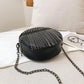 Tassel Rivet Round Bag Metal Chain Pu Leather Messenger Bag Women Outing Trip Crossbody Bags Black