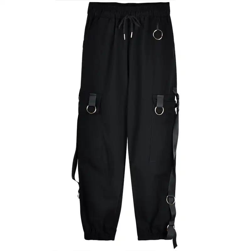 Pants Female Loose and Thin BF Overalls Female Korean Version Ins Harajuku Style Beam Leg Pants Small Wide Leg Black Tide