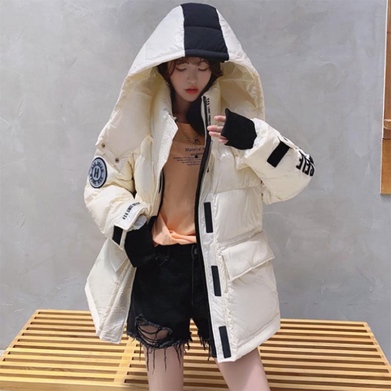 Women's Shiny Short Down Jacket Winter Korean Style Loose Quilted Jacket Casual Stand-collar Padded Jacket