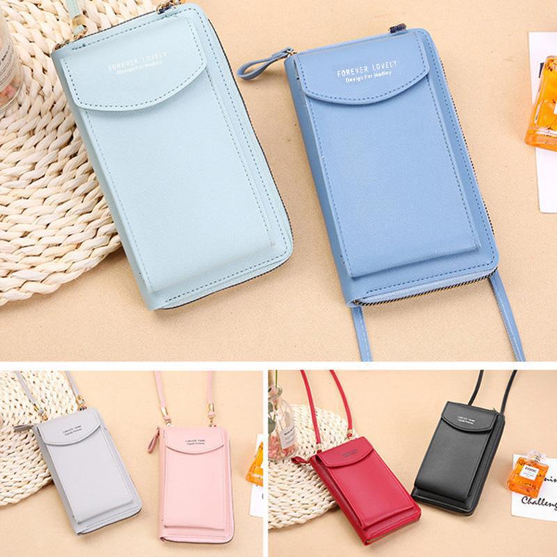 Women PU Leather Cell Phone Pocket Fashion Card Holders Small Crossbody Bag