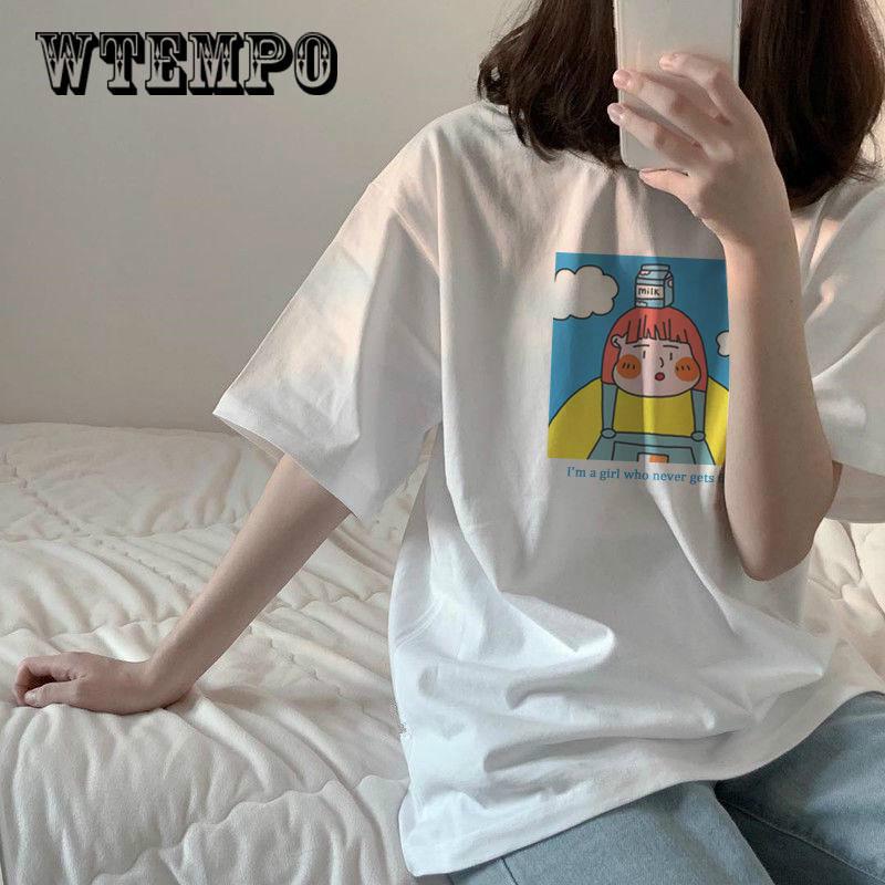 WTEMPO Harajuku  Tshirt Sexy  Print Short Sleeve Tops Tees Summer Fashion Casual  Lady T-Shirt
