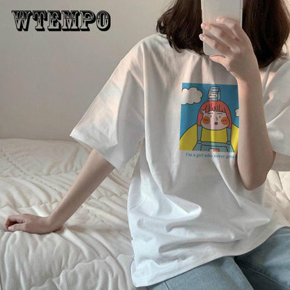 WTEMPO Harajuku  Tshirt Sexy  Print Short Sleeve Tops Tees Summer Fashion Casual  Lady T-Shirt