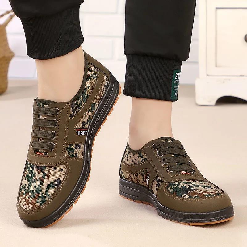 Middle-aged and Elderly Soft-soled Men's Casual Shoes Breathable Non-slip Canvas Shoes