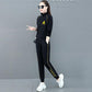 Sports and Leisure Suit Women Loose Stand-up Collar Sweater Running Clothes Two-piece Long-sleeved Trousers Sweat-absorbent and Breathable