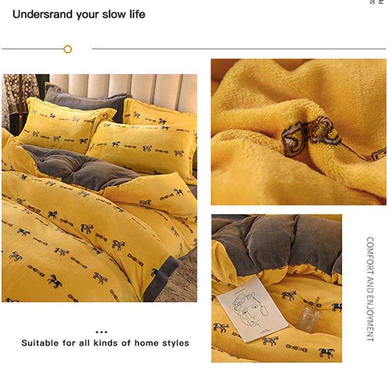Winter Milk Velvet Four-piece Coral Velvet Thick Duvet Cover Double-sided Flannel Bedding