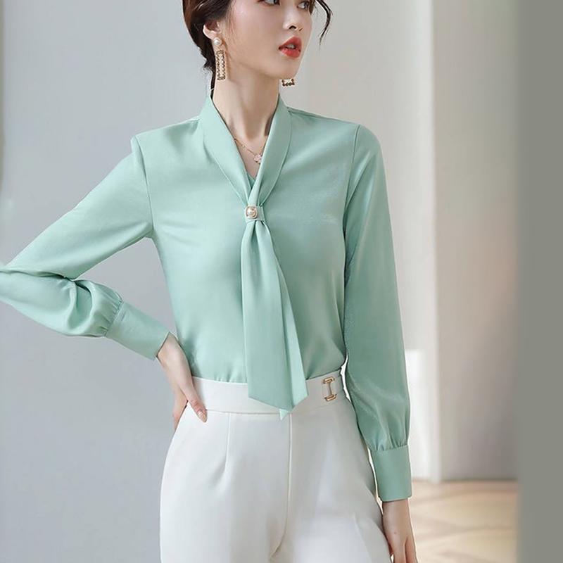 Chiffon White Shirt Female Design Sense Niche Long-sleeved Professional Shirt Suit with Shirt Fabric Light and Breathable Professional Work Wear Shirt