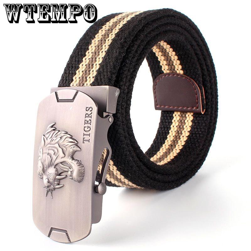 High Quality Canvas Belt Men And Women Jeans Belt Casual Strap Colors Long Metal Buckle Belts