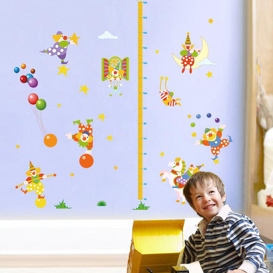 Cartoon clown height stickers for children's room bedroom removable wall stickers