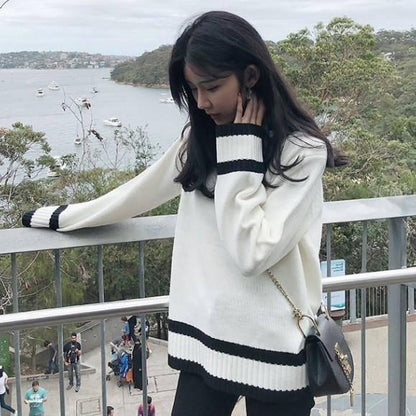 Pofulove Autumn Winter Sweater Female Korean Loose Was Thin Lazy College Style bottoming Sweater