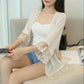 Beach Sun Cardigan Chiffon Women's Summer Thin Cotton Linen Anti-UV Length Above Knee