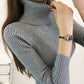 Women Black Warm Turtleneck Pullover Sweater Skinny Thick Pure Knitted Bottoming Shirt Coat