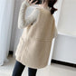 Lamb Wool Warm Vest Female Outer Wear Fur One Coat Female Wild Loose Autumn and Winter Waistcoat Female Round Neck Sleeveless Jacket