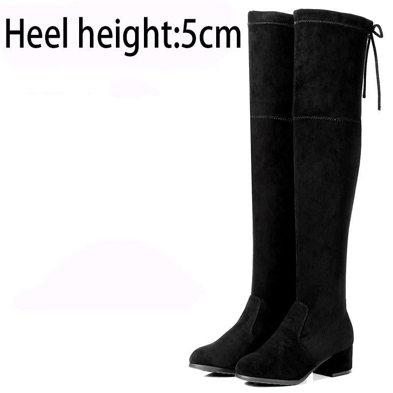 Women's boots over the knee autumn and winter plus velvet boots children's stretch boots high boots
