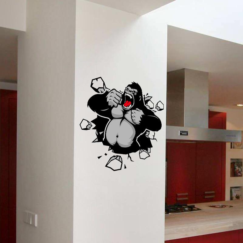 [Wall sticker] angry gorilla wall stickers home decor living room children bedroom 3D wall decals po