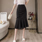 Women's Bow Knot Pleated Fishtail Skirt Irregular Solid Color All Match Professional Office Short Skirt