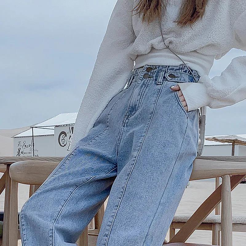Design Harlan Jeans Female Loose Model High Waist Radish Pants Old Trousers