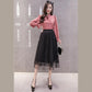 Three Layers Yarn Skirt Woman's Mid-length Elastic Waist Printed Lace High Waist A-line Skirt Pleated Skirt Tender Sexy