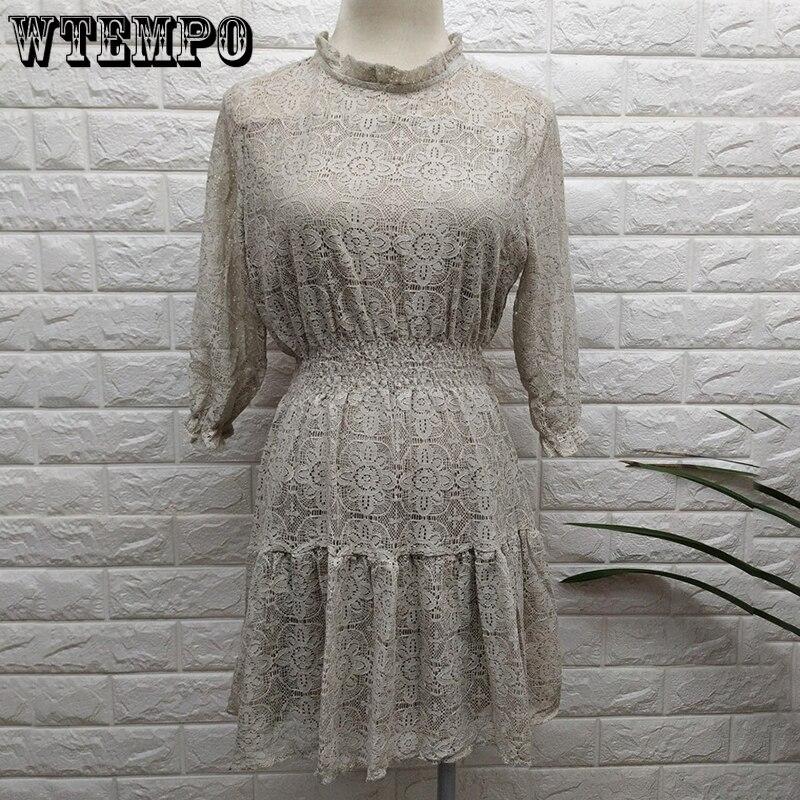 White Princess Dress Lace Floral Sexy Mini Dresses Summer Short Sleeve Voile Transparent Night Party Dresses