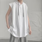 Summer Solid Color Hooded Vest Men's Trendy Loose Waistcoat Slit All-match Sports Hoodie Vest
