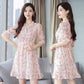 Elegant Maxi Pink Dress Women Autumn Winter Lantern Sleeve Long Dress Casual Ladies Party Dress