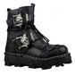 Men Genuine Leather Military Uniform Boots Gothic Skull Punk Martin Platform Mid-calf Boots