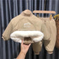 Boys' Autumn and Winter Suits Both Sides Wear Suits Children's Western-style Baby Plus Velvet Thickening Warm Two-piece Cotton Jacket
