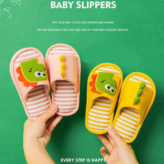 Children's Linen Cotton Slippers Indoor Non-slip Flat Shoes Home Essentials Suitable for All Seasons
