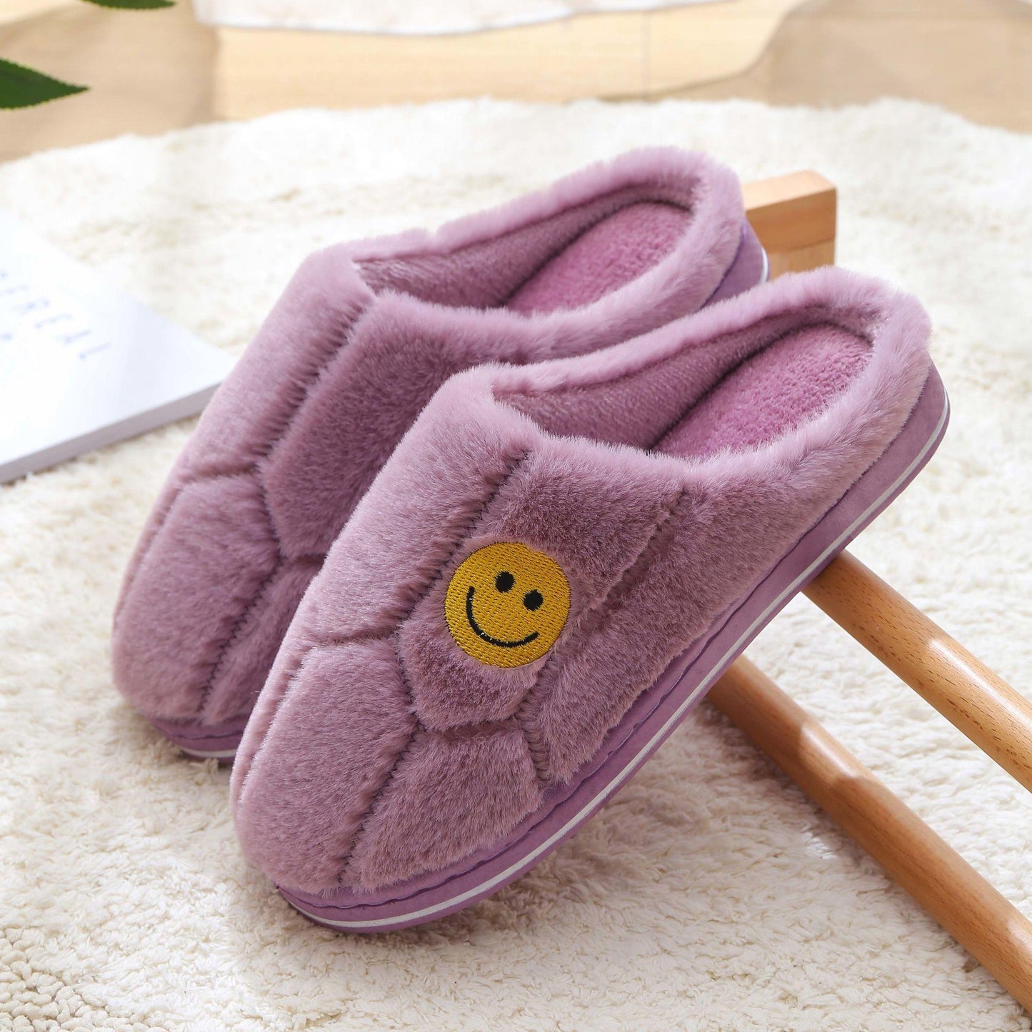 Autumn and Winter Pure Cotton Slippers Indoor Non-slip Soft-soled Shoes Warm Simple Plush Cotton Shoes