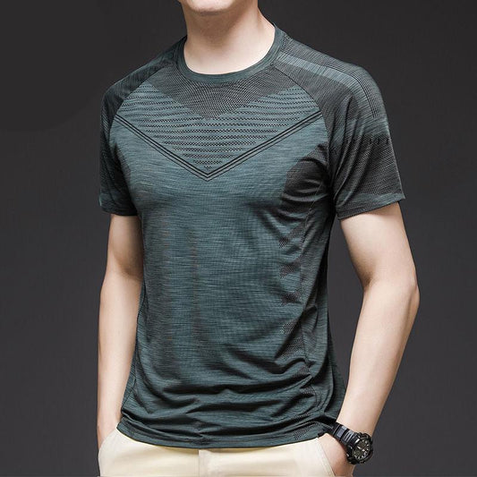 Ice Silk Men's Short-sleeved T-shirt Summer Business Travel Cool and Quick-drying Clothes Ultra Light T-shirt