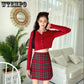 A-line Plaid Skirt Sweet Girl Student Mini Women High Waist Grid Split Short Skirts