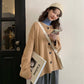 Pofulove Autumn Winter Warm Bottoming Cardigan Sweater Girl Student Loose Knitted Jacket Coat