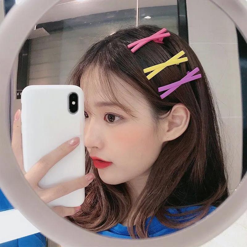 Candy-colored Frosted Hairpin Simple and Cute Cross-side Clip Girl Word Clip Bangs Clip Children's Hairpin Hair Accessories