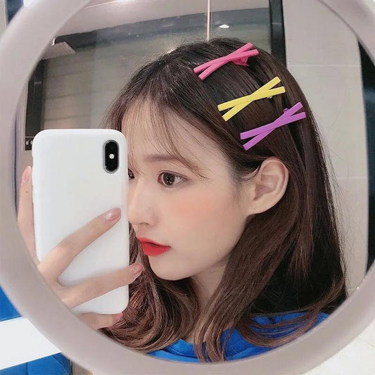 Candy-colored Frosted Hairpin Simple and Cute Cross-side Clip Girl Word Clip Bangs Clip Children's Hairpin Hair Accessories