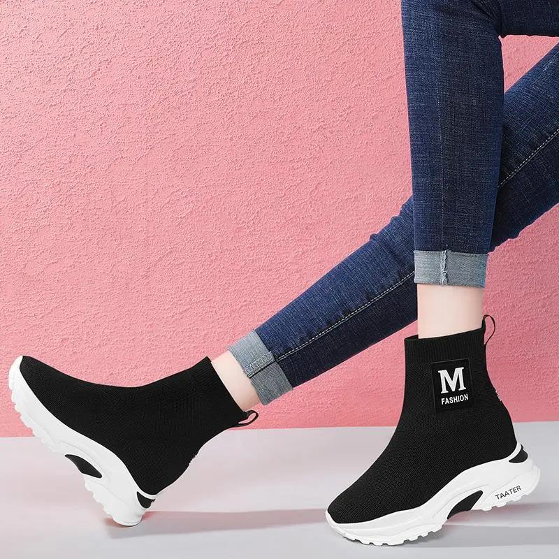 Socks, Shoes, Autumn and Winter All-match Thick-soled High-top Breathable Casual Women's Shoes