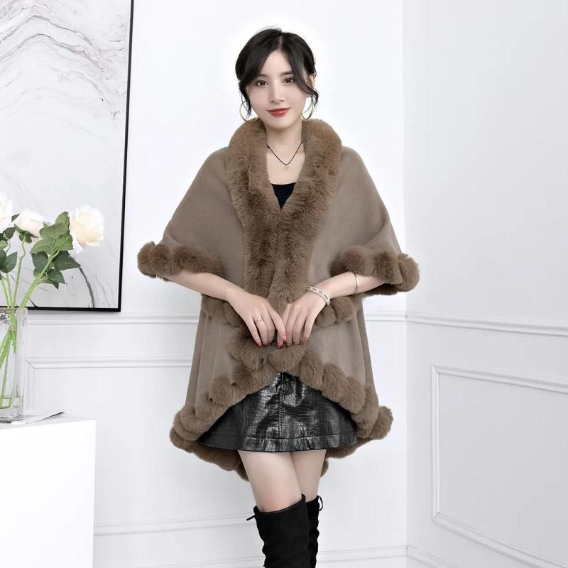Double-layer Soft Plush Noble Luxury Shawl Autumn Winter Cute Body Cardigan Loose Cloak Wrap Thick Knitted Jacket Fur Shawl Solid Mantle Shawl