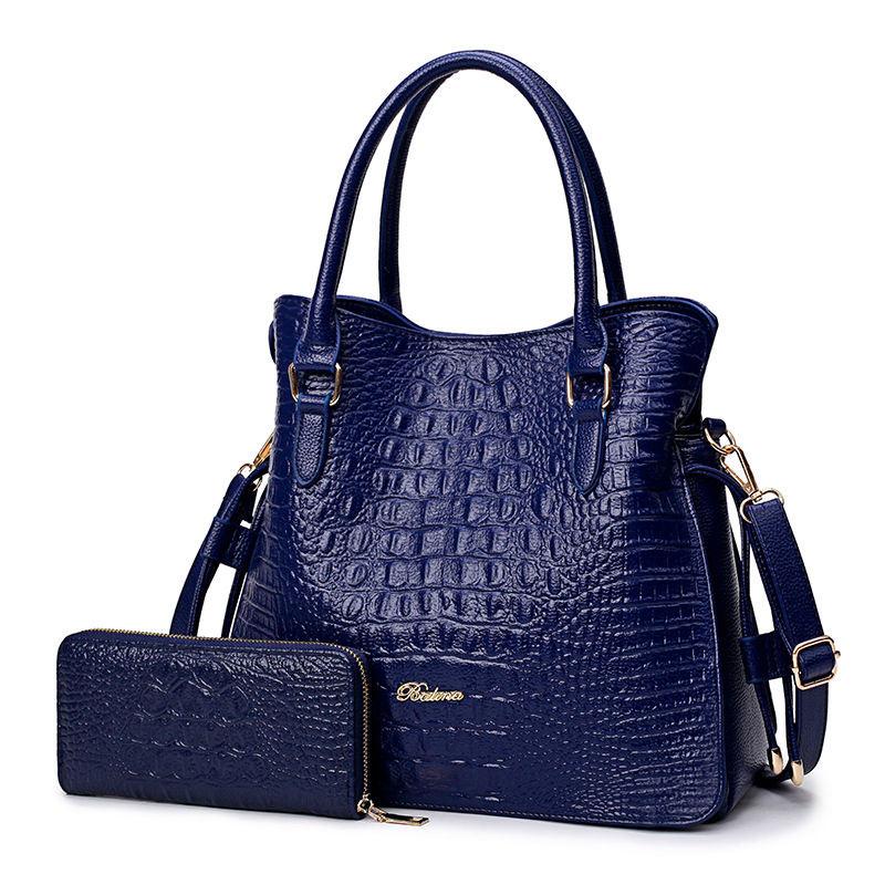Genuine Leather Cowhide Soft Leather Crocodile Pattern Portable Handbags European and American Fashion Atmospheric Casual Shoulder Bag